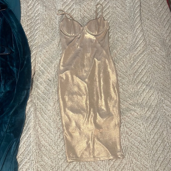 Fashion Nova Dresses & Skirts - Gold Bustier Dress NYE